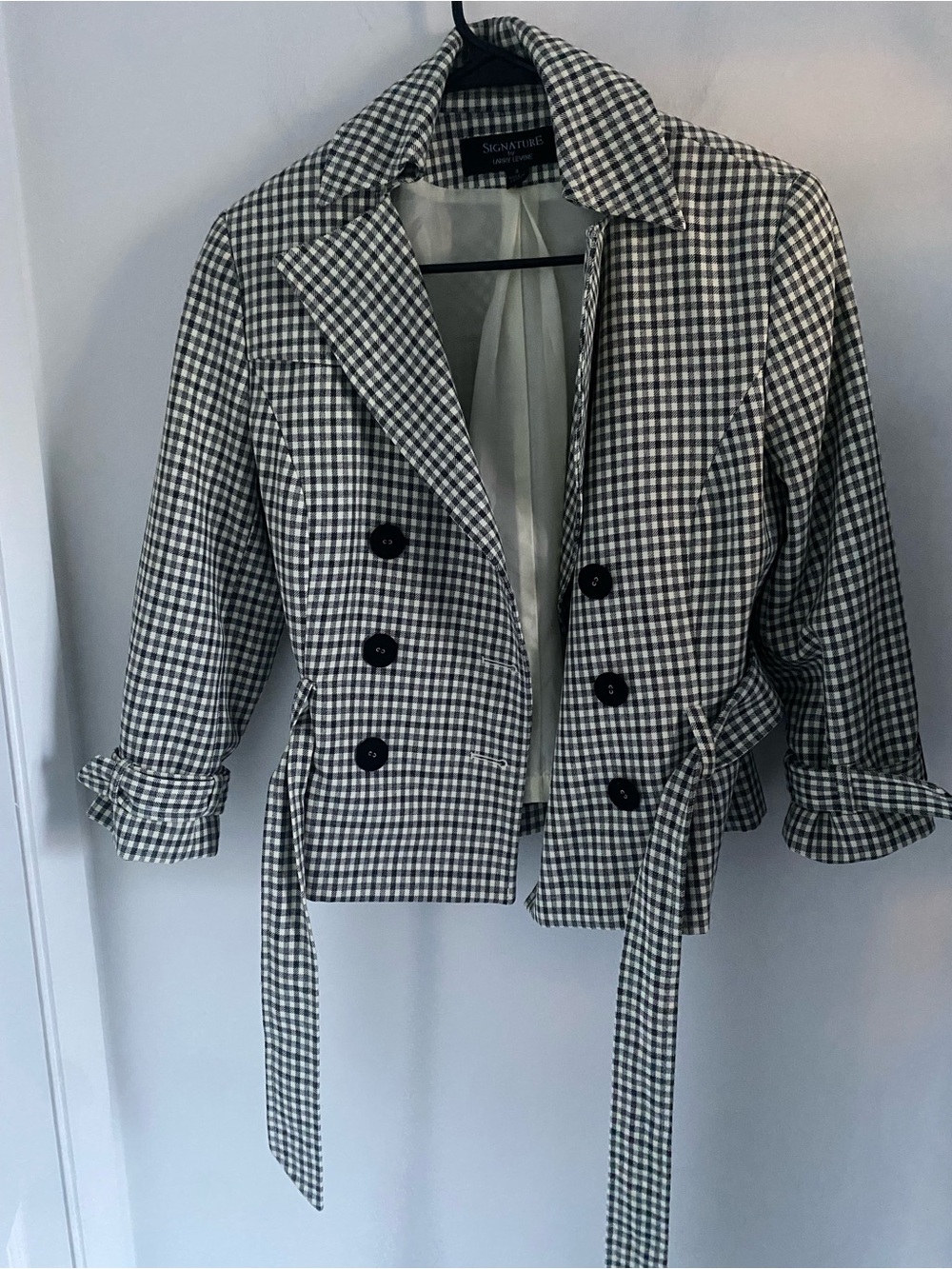Signature Black & White Gingham Double-Breasted Jacket